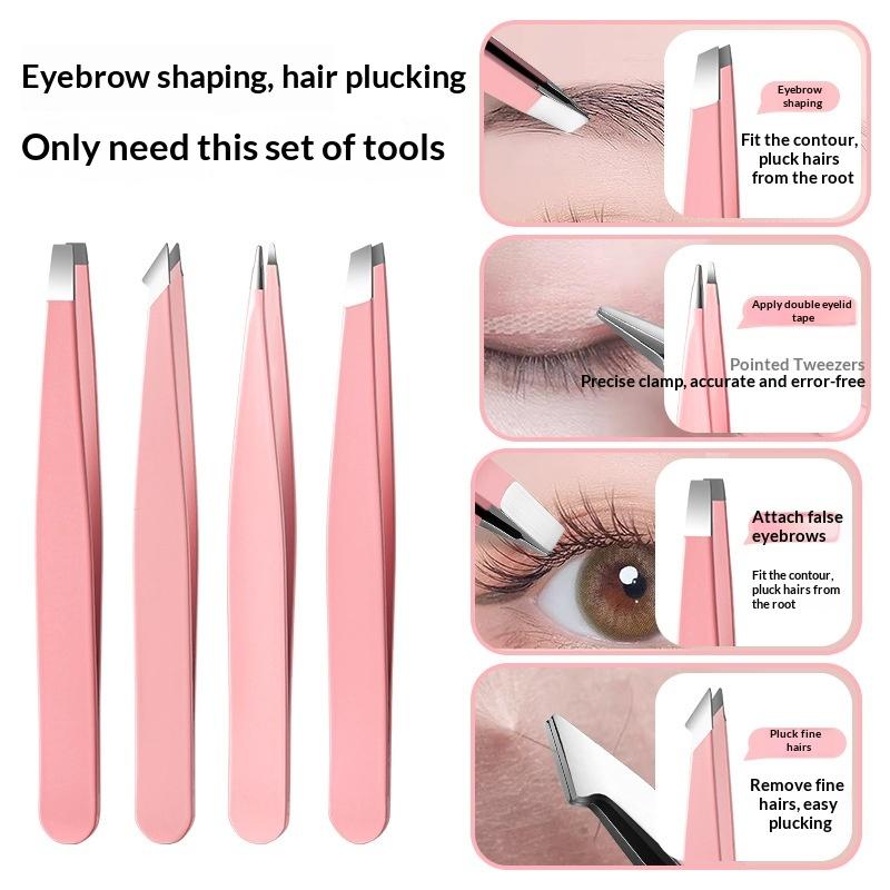 Men'S Grooming Bag - 4Pcs Colorful Stainless Steel Tweezer Set