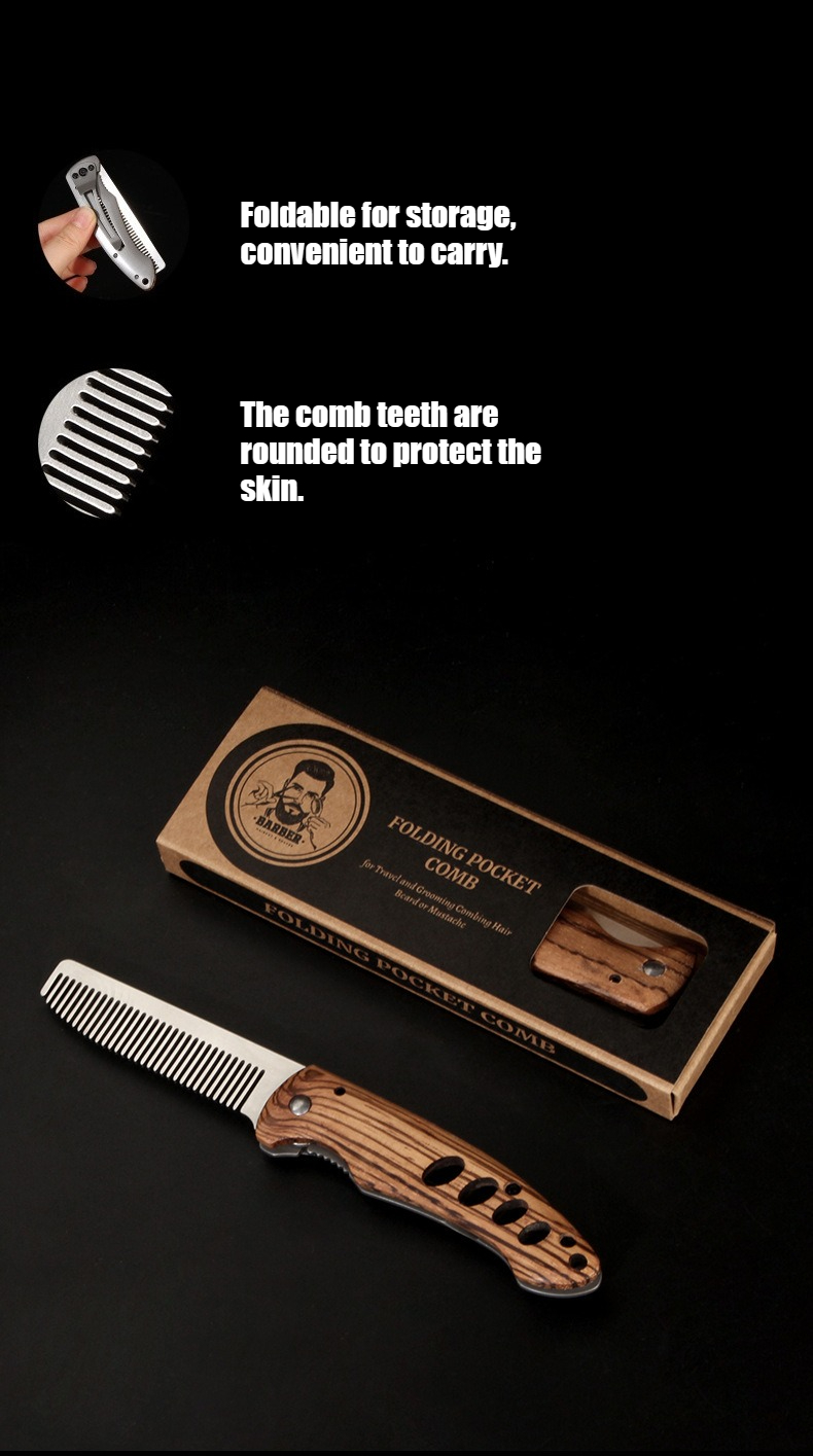 Solid Wood & Metal Folding Bea - Mens Grooming Box recension och pris
